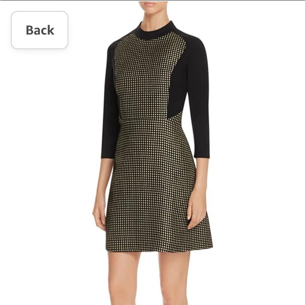 Nwt finity textured metallic god black color block party dress size 8 & 10